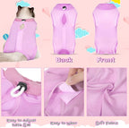 Nuanchu 3 Pieces Cat Recovery Suit Kitten Recovery Suit E-Collar Alternative for Cats and Dogs Abdominal Skin Anti Licking Pajama Clothes Sets (Medium,Solid Style,Purple Pink Blue)