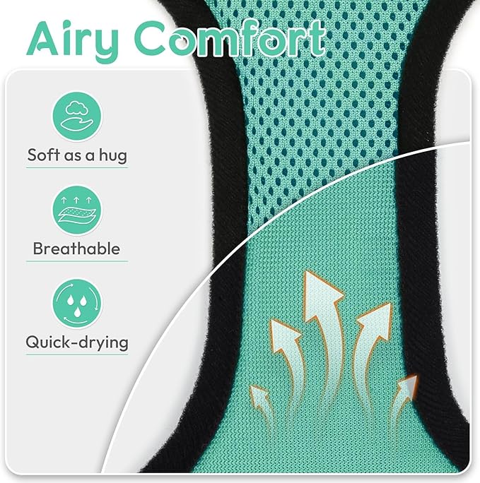 Dooradar Cat Harness and Leash Set, Escape Proof Safe Adjustable Kitten Vest Harnesses for Walking, Easy Control Soft Breathable Mesh Jacket with Reflective Strips for Cats, Green, XXS