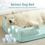 Cooling Dog Bed for Extra Large Dogs, Q-Max >0.4 Summer Cool Orthopedic Foam Pet Sofa Bed with Sides, Bolster Anti-Slip Couch with Washable Removable Cover, XXL 48x35x7.5 inch, Green