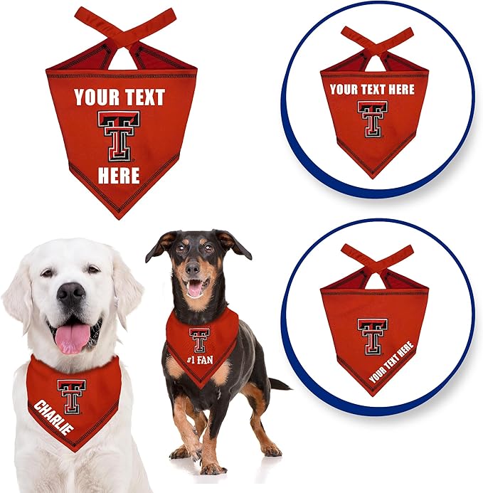 Pets First NCAA Texas TECH Raiders Personalized Tie Around Bandana for Dogs & Cats, Size Small/Medium. Custom Dog Bandana Scarf Bib for Pet Cat Dog. The Ultimate Game-Day & Party Customizable Bandana