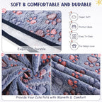 Tatuo 4 Pcs Dog Blanket for Pet Cat Blankets Indoor Puppy Teething Stuff Toys Paw Print Fleece Soft Blanket Sleep Mat for Guinea Pig Cage(Blue,Small(24 x 16 Inch),Square)