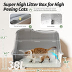 Shikha Stainless Steel Cat Litter Box with 110° Flip-Top Lid -XXL Top Entry Enclosed Litter Box for Large Cats with Deodorization Box, Odor-Free, Non-Sticky, Anti-Leak, Removable Lid for Easy Cleaning