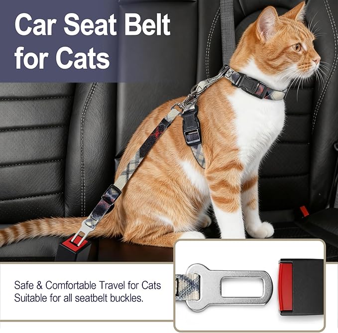Cat Harness and Leash Set, 3-in-1 Escape Proof Adjustable, Comfortable Soft Lightweight, Safe, Easy to Wear, Walking Travel Kitten Harness for Small Medium Large Cats (Army Green)