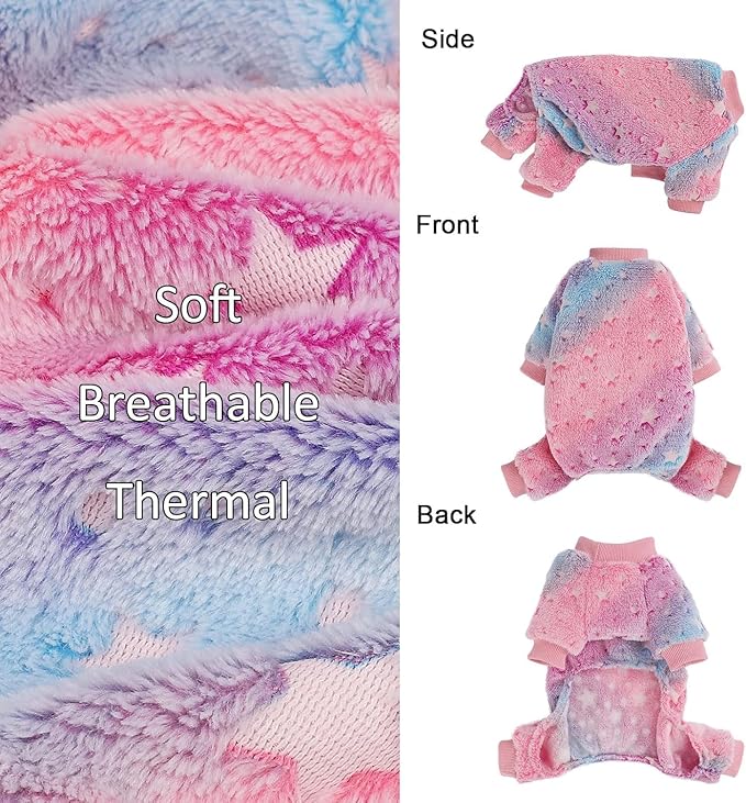 Dog Pajamas Psj Clothes Girl Small Winter Cute Small Puppy Clothes 4 Legs Fleece Sweater Jumpsuit Soft Dog Onesies Pet Apparel Outfits Yorkie Chihuahua. Pink, XXS