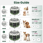 Love's cabin Pet Puppy Dog Playpen, Small Dog Tent Crates Cage Indoor/Outdoor, Portable Playpen for Cat, Foldable Pop Up Dog Kennel Playpen with Carring Case, Removable Zipper Top, Olive Green