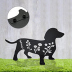 Dog Garden Stake - Unique Gift for Dog Lovers, Black Metal Outdoor Decor, Durable Yard Art Statue (Dachshund)