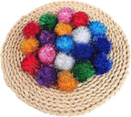 20 Pcs Assorted Color Flash Ball Cat's Favorite Toy Ball Tinsel Pom Poms Flash.