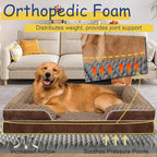 Orthopedic Dog Bed for Large Medium Sized, Washable Memory Foam Large Dog Bed, Durable Medium Pet Sofa with Removable Cover, Washable Waterproof Pet Couch Beds(Brown, XL)