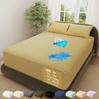 OhGeni 100% Waterproof Mattress Protector,Queen Size Mattress Soft Pad,Pet Hair & Bedwetting Resistant,Cooling Breathable Fitted Sheets,Washable Bed Cover,Non-Slip Deep Pocket,Noiseless,Yellow