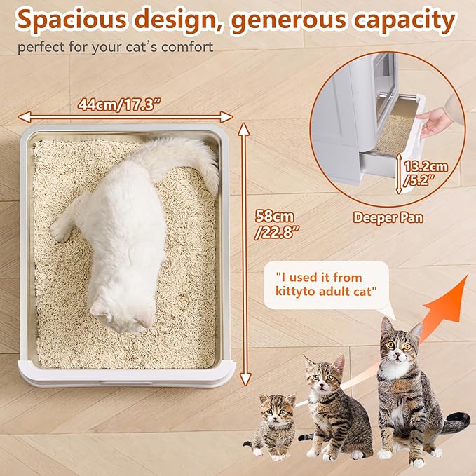 Enclosed Stainless Steel Cat Litter Boxes,Large Foldable Litter Box with Lid,Hooded Covered Stainless Steel Cat Litter Box,Easy Cleaning,No Urine Leakage,Deeper Pan