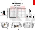 Portable Dog Crates & Playpen, 32'' Metal Pet Pen for Small/Medium Dogs, Easy-Carry Straps, Ideal for Indoor/Outdoor, Camping, RV, Yard (One Door)