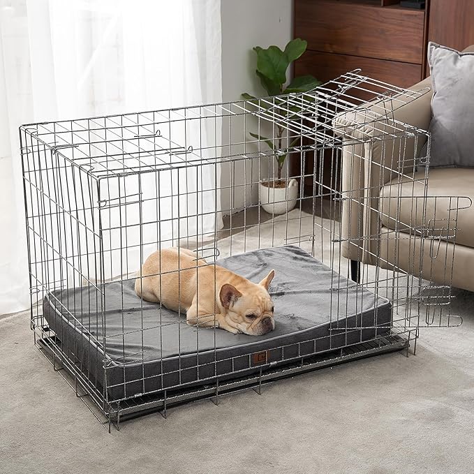 EHEYCIGA Waterproof Dog Bed Orthopedic 30"x20", Memory Foam Pet Bed for Medium Dogs, Washable Pet Mat with Removable Cover, Dark Grey