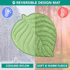PetAmi Dog Cooling Mat, Leaf Shape, Reversible Cooling Nylon Blanket Soft Fleece Pet Pad for Dogs Cats, Summer All Season Use Q-Max>0.3, Large 52x60 in, Sage Green
