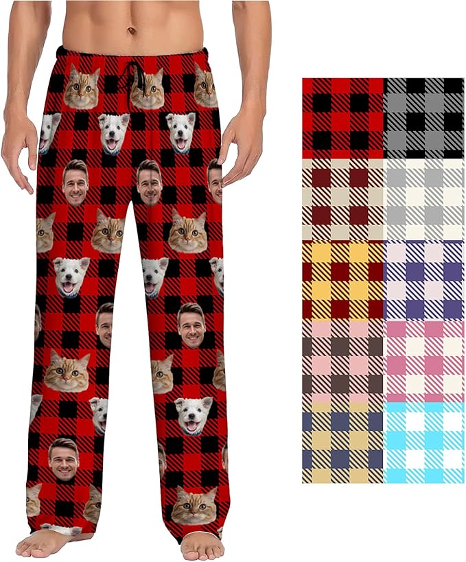 Custom Pajamas Pants With Photo Face Custom PJ Pants Personalized Gifts For Women Men Pet Dog Cat Christmas Valentines