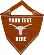 NCAA Texas Longhorns Personalized Tie Bandana for Dogs & Cats, Size Large/X-Large. Custom Dog Cat Scarf Bib for Pet. Ultimate Game-Day & Party Customizable Bandana