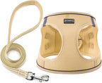 Dog Harness with Leash Set, No Pull Adjustable Reflective Step-in Puppy Pet Vest Harnesses for Small Medium Large Dogs and Cats,Beige M
