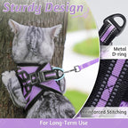 rabbitgoo Cat Harness and Leash Set for Walking Escape Proof, Adjustable Soft Kittens Vest with Reflective Strip for Cats, Comfortable Outdoor Vest, Light Purple, M