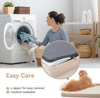 Memory Foam Large Dog Bed, Cooling Dog Beds for Large Dogs, Washable Orthopedic Pet Bed for Crate with Joint Relief Memory Foam, Waterproof Liner and Plush Cover (35"x 22", Beige)