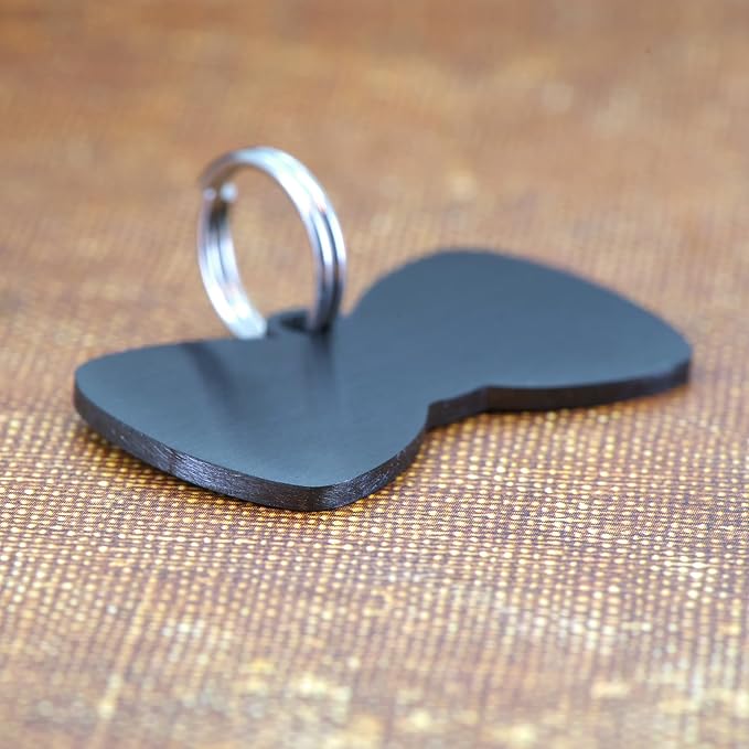 Ultra Joys Cat ID Tag Personalized Pet Tags, Durable Stainless Steel Small Pet Mini Dog Cat Tag Lightweight - Bowtie Tag in Black