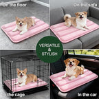 Dog Bed Mat, Reversible Dog Crate Pad with Washable Kennel Mat and Soft Foam, Flat Pet Bed for Dogs & Cats, for Crates Carriers & Travel (Pink, 23" L*14" W*1.5" Th)