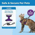 Voyager Escape-Proof Step-in Lock Cat Harness & 5ft Neoprene-Handle Leash Set All-Weather Mesh with Reflective Stitching for Small to Large Cats by Best Pet Supplies, Black Trim-Purple (327), XXXS