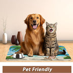 Tropical Beach Dog Food Mat for Floors,Hawaii Palm Tree Absorbent Quick-Dry Pet Feeding Mat, Cat Dog Bowl Mats for Food and Water, Non-Slip Pet Accessories Supplies 12"x20"