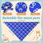 50 Pcs Blue Paw Print Dog Bandanas Bulk Animal Footprint Bandanas for Dogs Triangle Kerchief Bib Scarf Set for Pet Winter Costume Photo Props Daily Accessories Pet Shops (25.6 x 17.7 x 17.7)