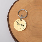 Anavia Small Size Dog Cat ID Tags, Small/XS Personalized Color Plated Stainless Steel Puppy Kitten Name Tags, Customized Engraved Nameplate Pet Collar Tag (Gold, Round)