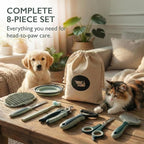 HamInWay 8-in-1 Pet Grooming Kit for Dogs & Cats – Includes Brushes, Combs, Nail Clippers & File – Professional Grooming Tools Set in Logo Bag – Safe, Gentle & Durable – Ideal for All Pet Sizes