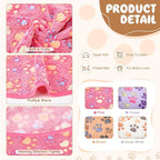 Tatuo 4 Pcs Dog Blanket for Pet Cat Blankets Indoor Puppy Teething Stuff Toys Paw Print Fleece Soft Blanket Sleep Mat for Guinea Pig Cage(White, Coffee, Pink, Purple,29 x 29 Inches,Round)