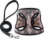 Dog Harness with Leash Set, No Pull Adjustable Reflective Step-in Puppy Pet Vest Harnesses for Small Medium Large Dogs and Cats,Camo Set L