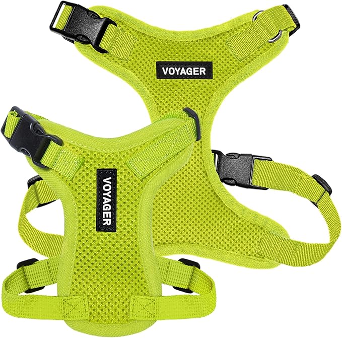 Voyager Step-in Pet Harness - All Weather Mesh, Adjustable Step in Harness for Cats and Dogs by Best Pet Supplies - Lime Green, M