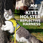 Kitty Holster Reflective Cat Harness – High-Visibility Cat Harness for Travel, Day and Night Walking - Soft Cotton Cat Accessories, Breathable, Secure & Washable, Made in USA - Sunshine Yellow, XL