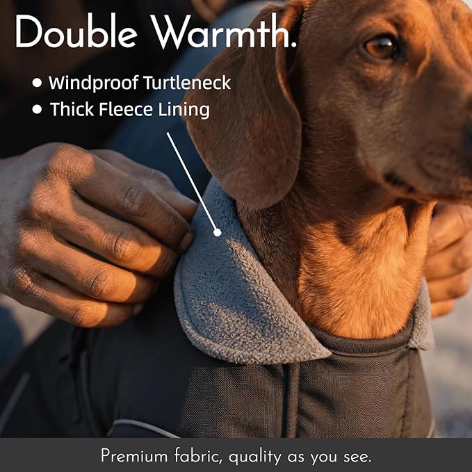 Waterproof & Windproof Dachshund Coat with Adjustable Bands, Thick Weiner Vest Raincoat for Large Sausage Dog, Weenie Winter Puffer Coat, Outdoor Snowsuit for Dachshunds, Male Female Dog(Black, L)