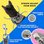 Travel Cat Harness and Leash Set - Adjustable Fit Mesh Cat Harness and Reflective Strap - Comfort Walking Vest for Kitten for Outdoor Walking, Hiking (Extra Small, Grey)