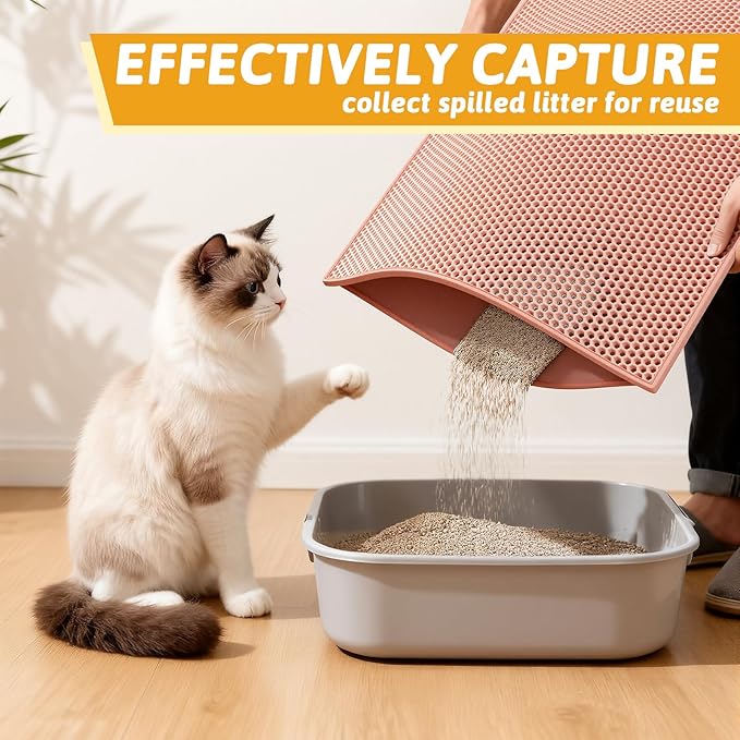 Pieviev Cat Litter Mat Double Layer Waterproof Urine Proof Trapping Mat 1 Pack (Red, 30x24 Inch (Pack of 1))