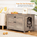 HOOBRO Litter Box Enclosure, Cat Litter Box Furniture with Removable Divider, Large Hidden Litter Box Furniture, Wooden Cat House, End Side Table, 31" L x 17.5" W x 19.7" H, Greige BG03MW01G2