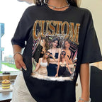 NAZENTI Custom Bootleg Rap Tee, Custom T-Shirts with Picture, Retro Custom Bootleg, Valentine's Gifts for Him Her