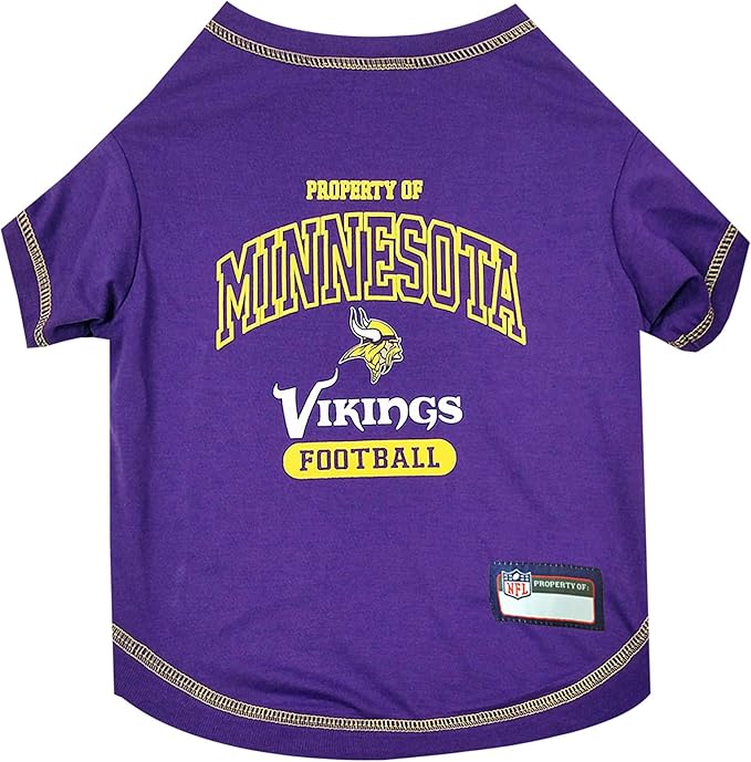 NFL Minnesota Vikings Dog T-Shirt for Pets, Size Medium. Officially Licensed Pet Shirt with Team Logo, Soft Stretchable Comfort Fit Apparel for Dogs & Cats