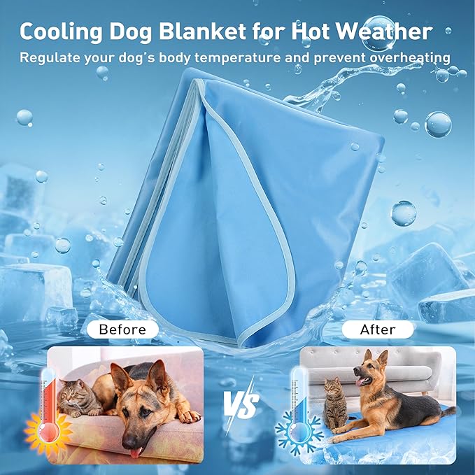 Kritter Planet Waterproof Cooling Dog Mat, Soft Pet Blanket for Summer, Lightweight Outdoor Mat, Reversible Furniture Cover, 30 x 50 inch, Blue