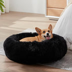 WESTERN HOME WH Calming Anti-Anxiety Donut Dog & Cat Bed, Warming Cozy Soft Round Cushion, Fluffy Faux Fur Plush Cuddler for Small Medium Dogs and Cats
