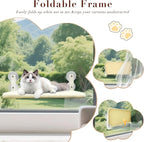 Cat Window Perch Hammock - Foldable Cordless with 4 Suction Cups for Indoor Cats, Space Saving Design,Reversible Cover with Two Different Kinds of Fabrics,40Lbs Load Capacity (52CM)