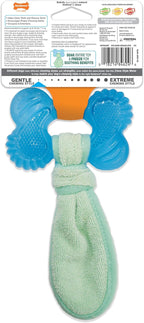 Nylabone Freezer Bone Puppy Chew Toy, Soothing Teething Toys for Puppies, Rubber & Terry Cloth, Peanut Butter Flavor, Small Dogs - Up to 25 lbs., 1 Count