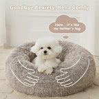 WNPETHOME Calming Dog Bed & Cat Bed, Anti-Anxiety Donut Small Dog Bed, Fluffy Faux Fur Cats Cushion Puppy Bed for Small Pets and Cats (24 x 24 inch, Light Coffee)