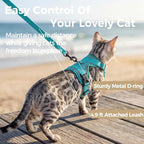 Cat Harness and Leash Set Escape Proof Tactical Extra Large Kitten Harness Emotional Support Cat Vest, Turquoise, XL