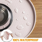 Hubulk 100% Waterproof Silicone Pet Feeding Mat with Raised Edge for Food and Water, Dog Bowl Mats, Cat Bowls Placemat with High Lip Protects Floor for Cats and Dogs (White Sand, 19" L x 12" W)