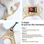 Dog Harness Step-in Breathable Puppy Cat Dog Vest Harnesses for Small Medium Dogs Beige Checkered