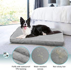 Explore Land Waterproof Dog Bed Cover Machine Washable Fluffy Dog Bed Replacement Cover for 48 Inch Crate, 48Lx30Wx4H inch, Gray