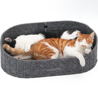 FUKUMARU Cat Scratcher, 24 Inch Sofa Shape Cat Scratcher Couch Bed, Reversible Detachable Cats Scratching Board, Round Cats Scratch Pads Refill Indoor, Dark Grey