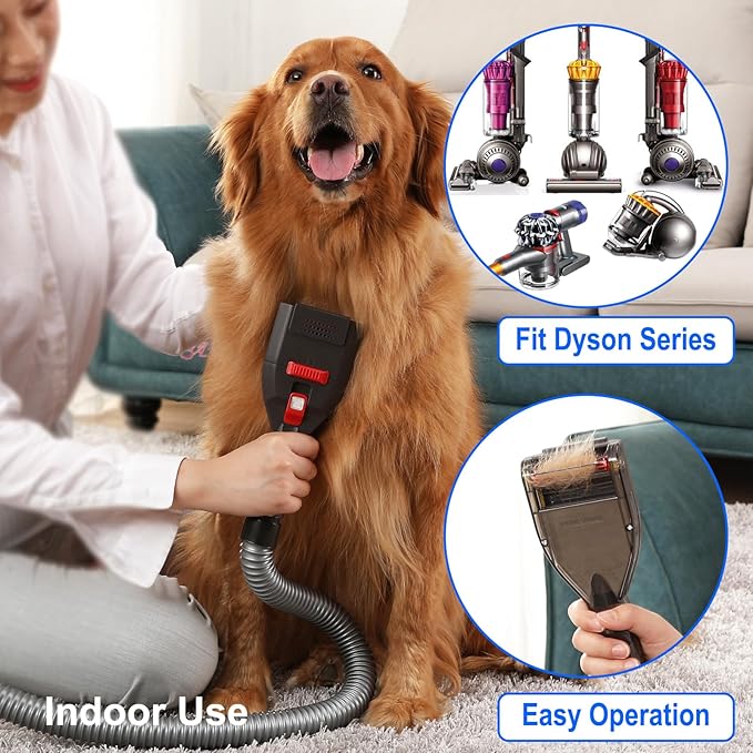 Dog Hair Vacuum Attachment for Dyson Cordless Upright Canister, Groom Tool Pet Shedding Brush for V6 V7 V8 V10 V11 V12 V15 DC40-DC65 UP13-UP30 Animal, Grooming Kit with Extension Hose Adapter